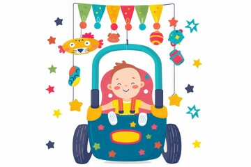 illustration baby car seat