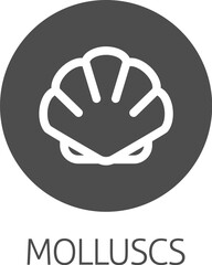 A seashell shell clam mollusc food stylised icon. Possibly an icon for the allergen or allergy or a seafood concept.