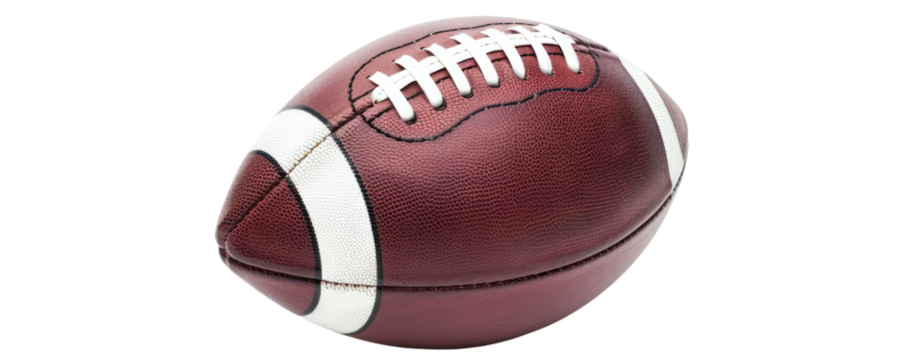 american football ball cut out transparent background double white belt.