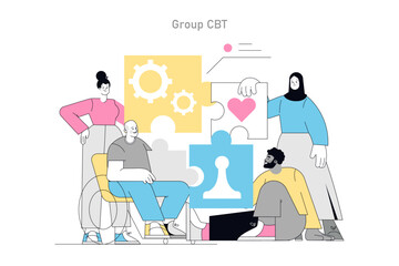 Cognitive Behavioral Therapy. Flat Vector Illustration