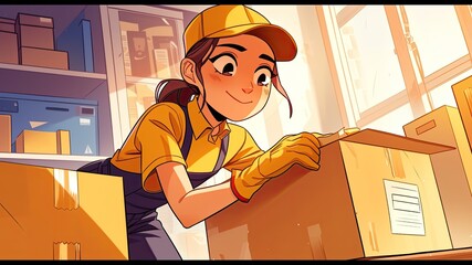 Celebrate National Postal Worker Day with a cartoon-style image of postal workers diligently performing their duties.