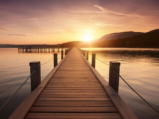 Fototapeta premium Wooden pier at sunset