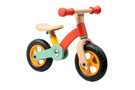A durable and lightweight balance bike for toddlers, designed to promote coordination and motor skills, isolated on white background