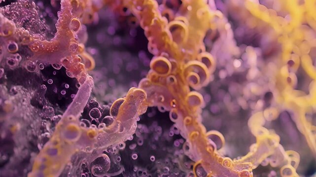 A magnified view of the convoluted tubules of a nephron where the majority of nutrient reabsorption takes place.