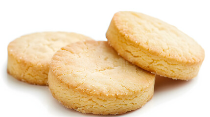 Fototapeta premium Three round shortbread biscuits isolated on white. 