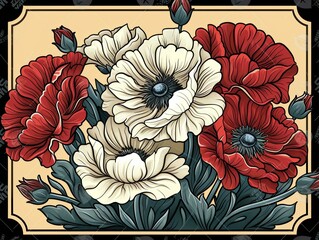 Vibrant Poppy Bouquet Artwork