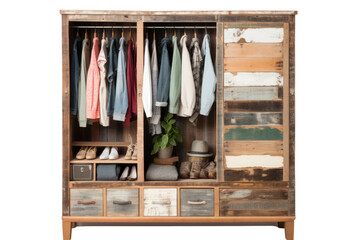 wardrobe upcycled from old materials, isolated on a white background