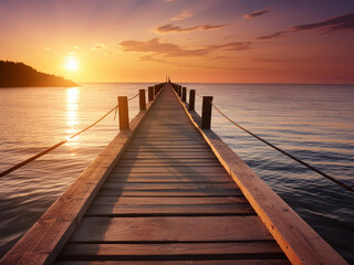 Obraz premium Wooden pier at sunset