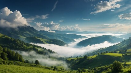 Obraz premium Swiss Mountains Summer Panorama with Alps and Green Landscape