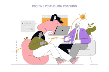 Positive Psychology. Flat Vector Illustration