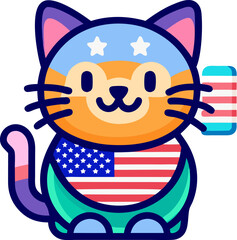 USA Cat Logo Vector: Patriotic Graphic Illustration