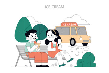 Summer Activities. Flat Vector Illustration