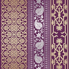 wedding card design, traditional paisley floral pattern , royal India	