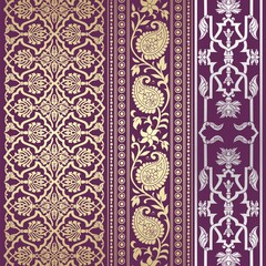 wedding card design, traditional paisley floral pattern , royal India	
