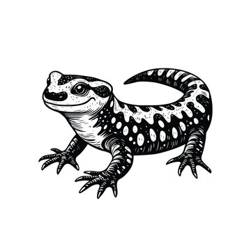 hand drawn Illustration of Gecko . vintage engraving gecko vector illustration isolated on white background