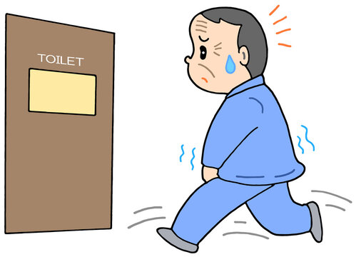病気・疾患のイラスト - 高齢者・尿意切迫感・頻尿・多尿・過活動膀胱