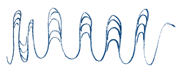 Blue pencil strokes in simple style, isolated on transparent background.