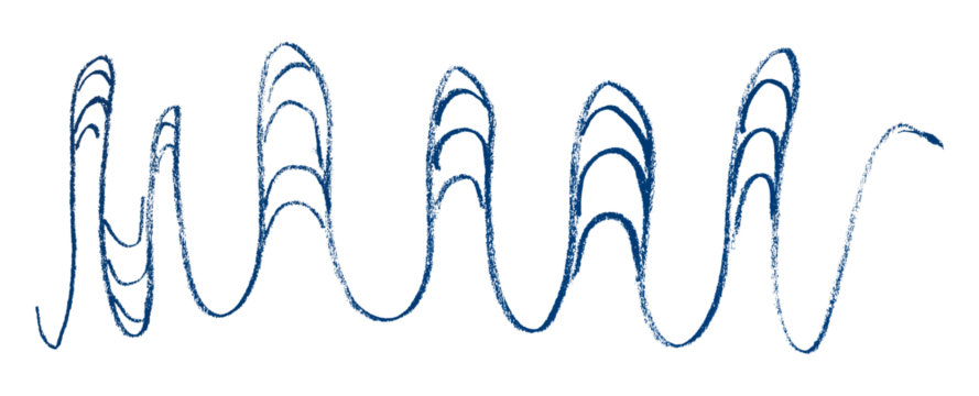 Blue pencil strokes in simple style, isolated on transparent background.