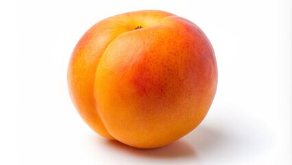A lone, vibrant, orange apricot with slight blush and subtle gradient, isolated on a clean, transparent, white background.