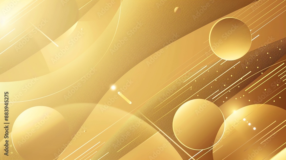 Poster golden abstract background with circles and lines.