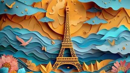 paper cutting of the eiffel tower