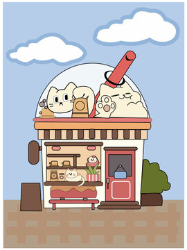 Cute bubble milk tea cartoon characters vector. Design for drinking store ads, packaging, and Logo design template.
