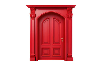 A bold red PVC door with a statement-making design. Isolated on white background.