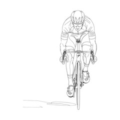 Professional cyclist in a black and white outline drawing