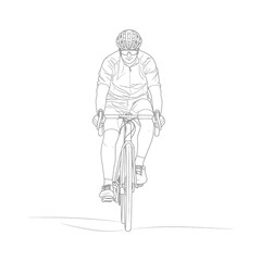 Cyclist in Minimalist Line Art Style