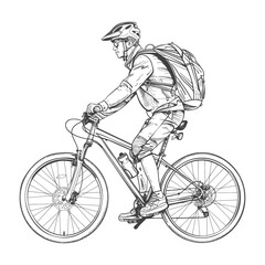 Naklejka premium Mountain biker rides through the great outdoors on a rugged trail