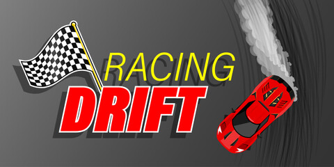 Drift racing top view red super car drifting illustration vector © antoniofrancois