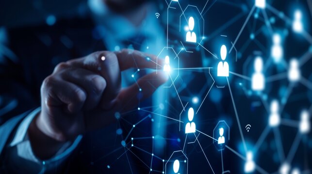 Businessman managing human resources  organization structure, employment, and headhunting concept