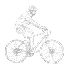 Naklejka premium Cyclist in motion captured with intricate linework