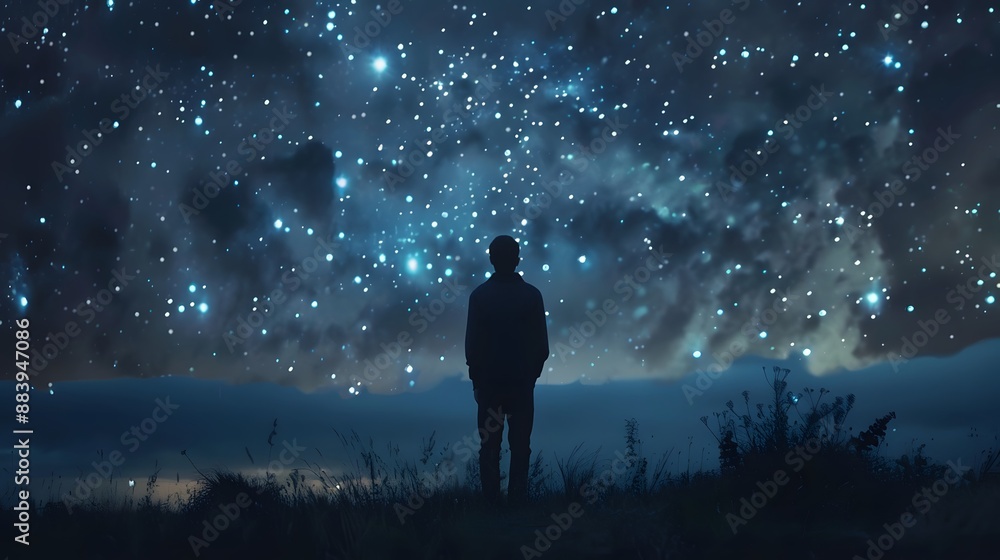 Wall mural starry night sky with a touch of whimsy, great for dreamy and imaginative projects.
