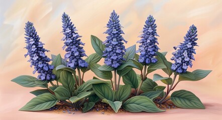 Fototapeta premium Purple Flowers in Pots