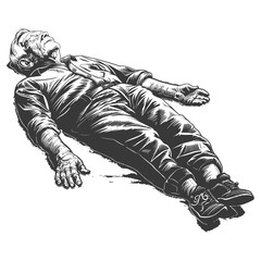 Supine Figure: Monochrome Ink Illustration of a Reclining Man