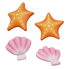 starfish and clam 3D graphic