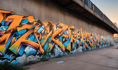 Dedicated Graffiti Artist Sprays Urban Messages, Transforming Cityscapes. Early Morning Light...