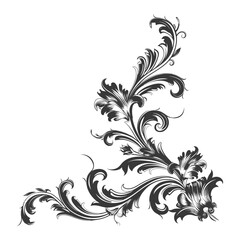 Fototapeta premium Ornate floral corner design with intricate flourishes and elegant curves