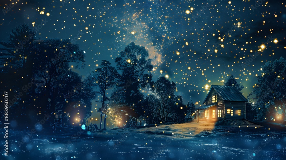 Wall mural starry night sky with a touch of whimsy, great for dreamy and imaginative projects.