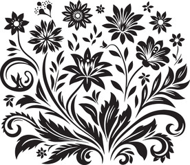 Flower Decoration Elements Silhouette Vector Design