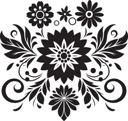 Flower Decoration Elements Silhouette Vector Design