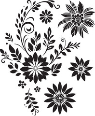 Flower Decoration Elements Silhouette Vector Design