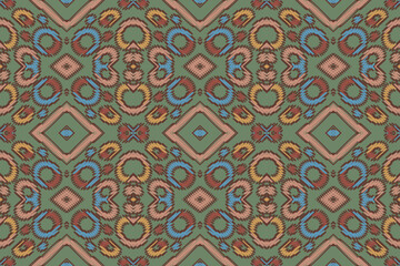 Ethnic ikat design Aztec tribal african art. Seamless pattern in tribal, folk embroidery, and Mexican style. Geometric ornament. Design for print fabric carpet