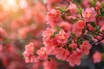 Vibrant Pink Flowers in Blossom, Cherry Tree