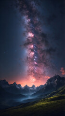 Mountain against milky way at night 