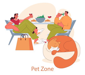 Pet Friendly Space. Flat Vector Illustration