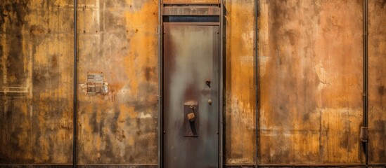 Rusty Metal Door on Weathered Wall