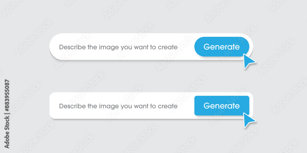 Poster Generative AI bar. Input prompt as commands for create. White generate bar, Flat design. Machine learning technology concept. Vector illustration design for UX UI and App.