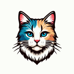 vector art illustration of colorful the head cat